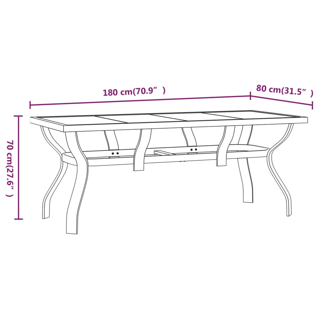 9 pcs conjunto de jantar para jardim preto