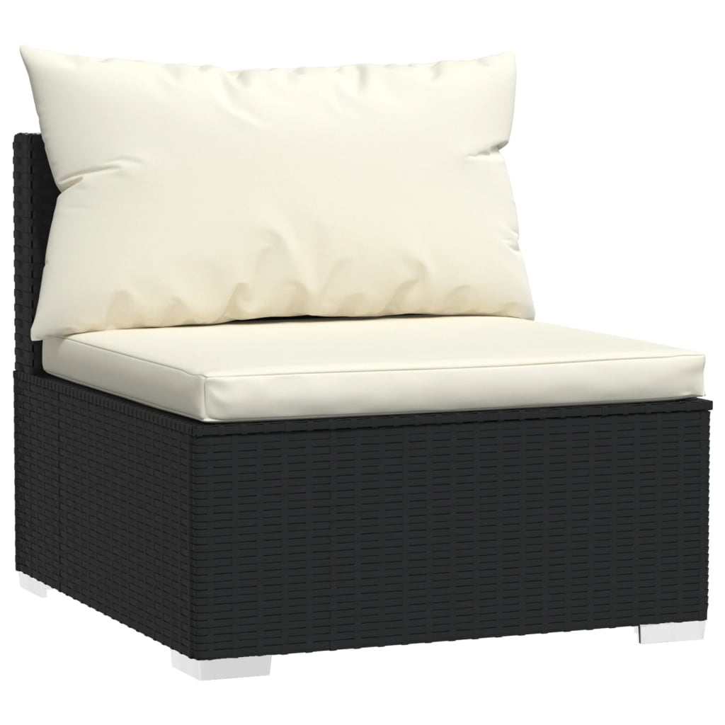 2 pcs conjunto lounge de jardim c/ almofadões vime PE preto