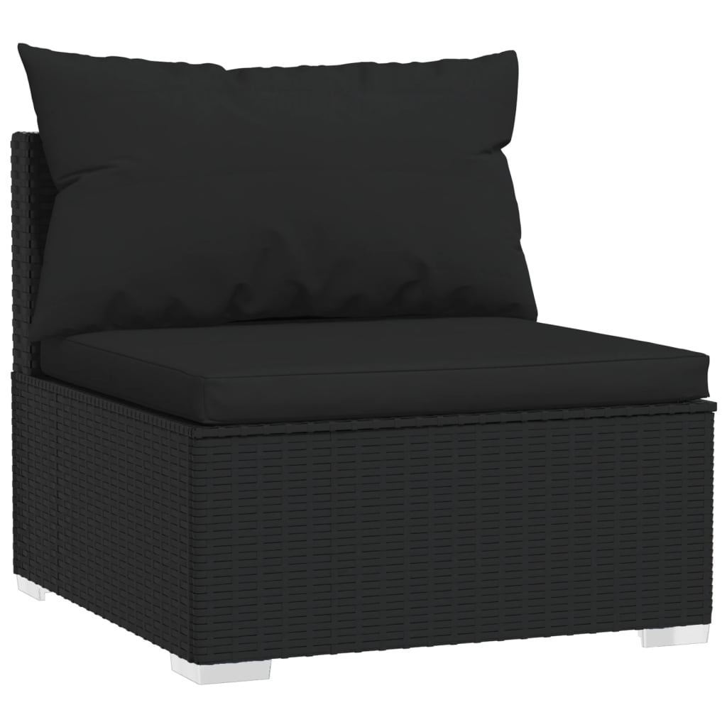 2 pcs conjunto lounge de jardim c/ almofadões vime PE preto