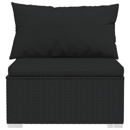 2 pcs conjunto lounge de jardim c/ almofadões vime PE preto