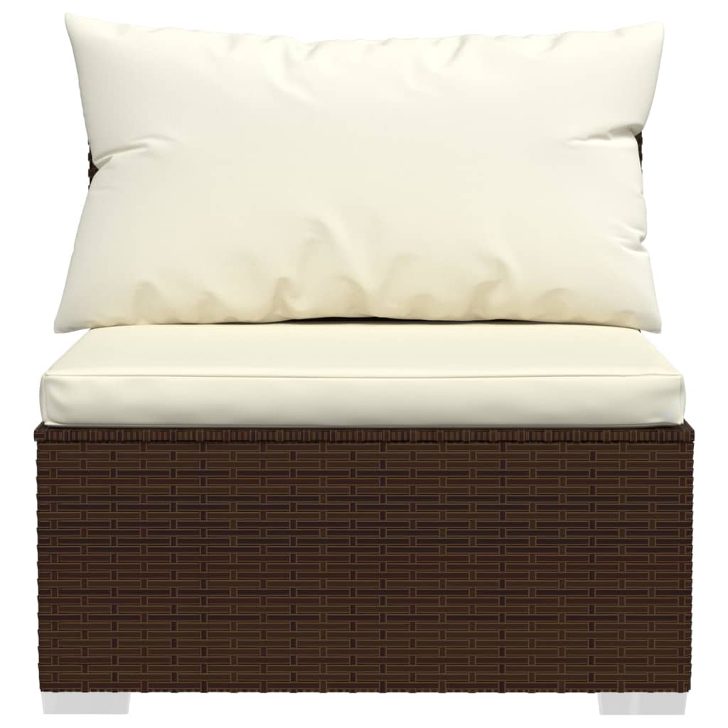 3 pcs conjunto lounge jardim c/ almofadões vime PE castanho