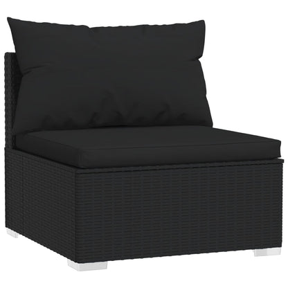 4 pcs conjunto lounge de jardim c/ almofadões vime PE preto