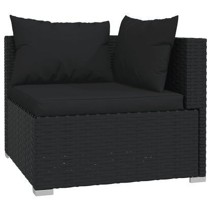 4 pcs conjunto lounge de jardim c/ almofadões vime PE preto