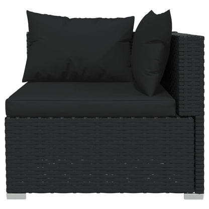 5 pcs conjunto lounge de jardim c/ almofadões vime PE preto