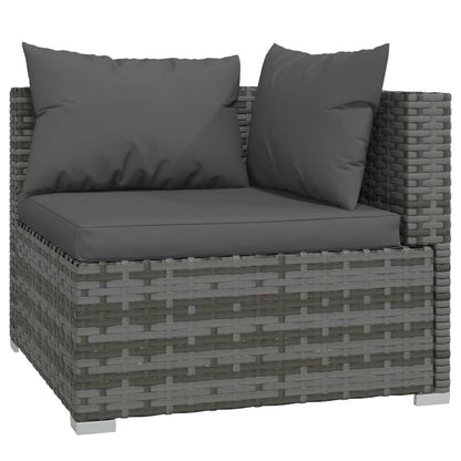 8 pcs conjunto lounge de jardim c/ almofadões vime PE cinzento