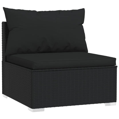 12 pcs conjunto lounge de jardim c/ almofadões vime PE preto