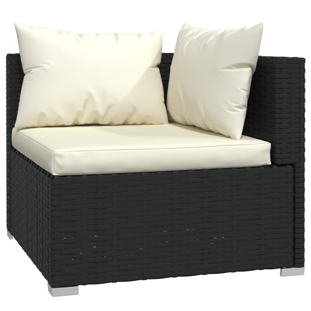 12 pcs conjunto lounge de jardim c/ almofadões vime PE preto