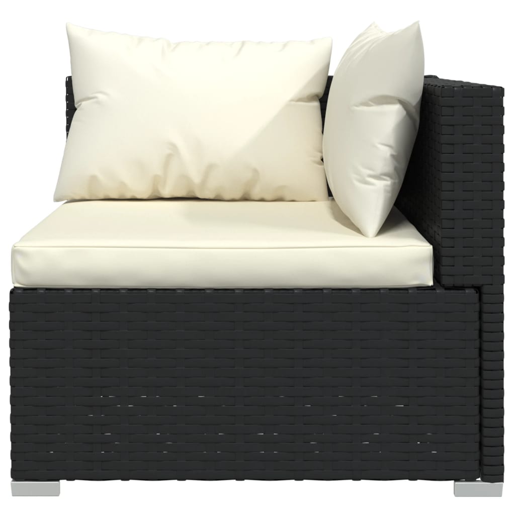 8 pcs conjunto lounge de jardim c/ almofadões vime PE preto