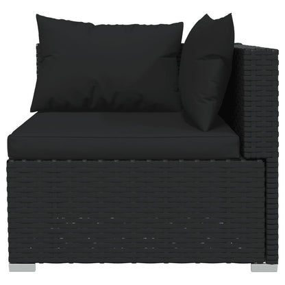 8 pcs conjunto lounge de jardim c/ almofadões vime PE preto