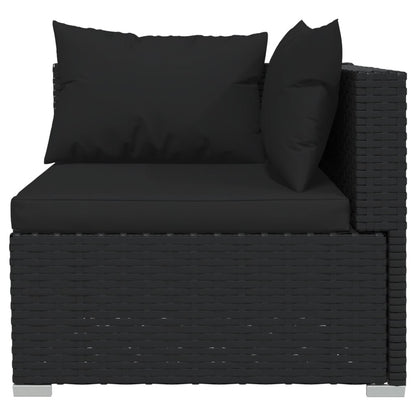 6 pcs conjunto lounge de jardim c/ almofadões vime PE preto