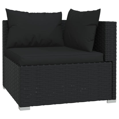 13 pcs conjunto lounge de jardim c/ almofadões vime PE preto