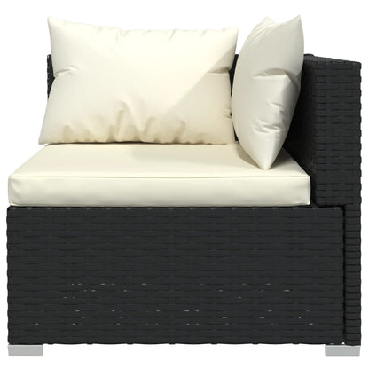 4 pcs conjunto lounge de jardim c/ almofadões vime PE preto