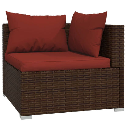 4 pcs conjunto lounge jardim c/ almofadões vime PE castanho