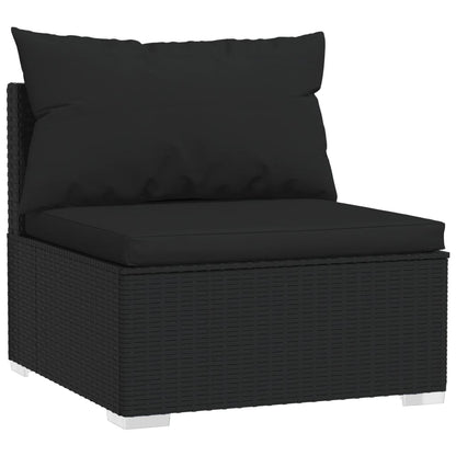 7 pcs conjunto lounge de jardim c/ almofadões vime PE preto