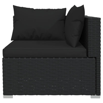 12 pcs conjunto lounge de jardim c/ almofadões vime PE preto