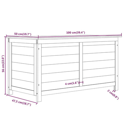 Caixa p/ almofadões de exterior 100x50x56cm abeto maciço branco