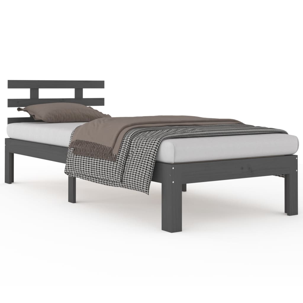 Estrutura cama pequena solteiro 75x190 cm madeira maciça cinza