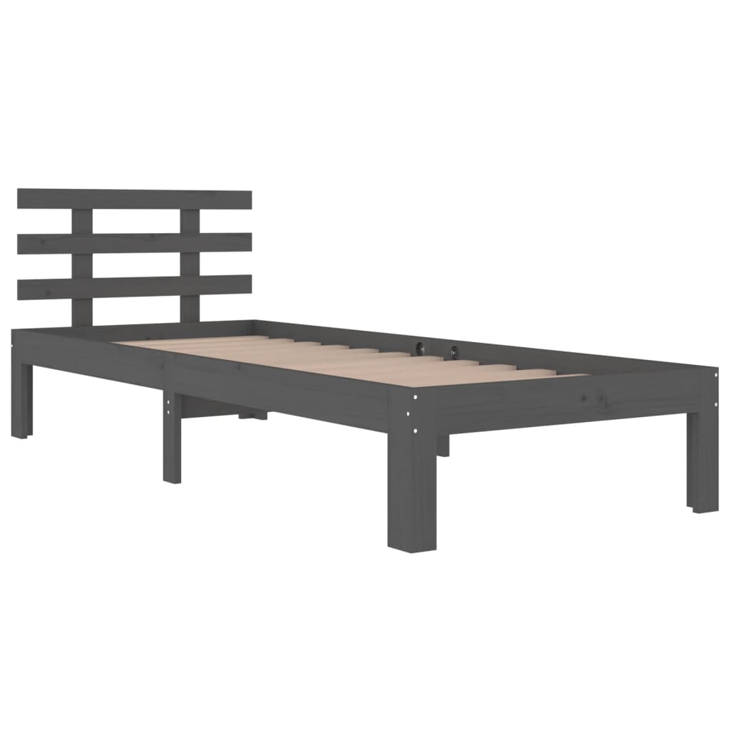 Estrutura cama pequena solteiro 75x190 cm madeira maciça cinza