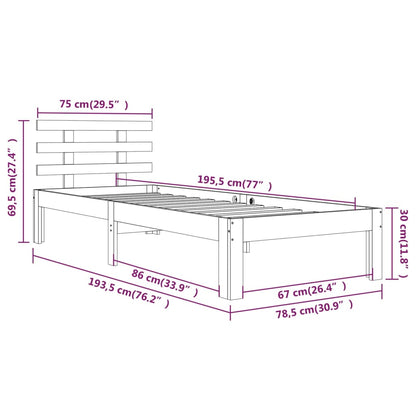 Estrutura cama pequena solteiro 75x190 cm madeira maciça cinza