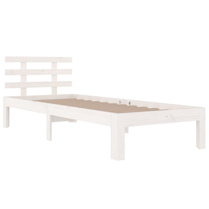 Estrutura de cama solteiro 90x190 cm madeira maciça branco