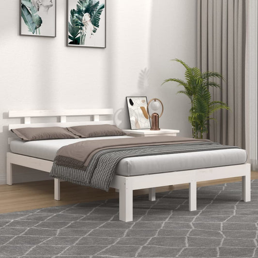 Estrutura cama pequena casal 120x190 cm pinho maciço branco