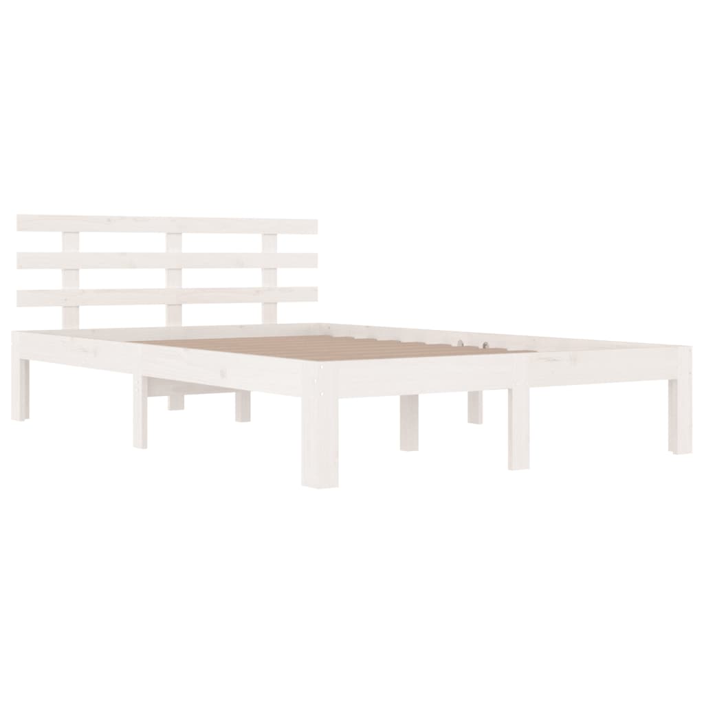 Estrutura de cama casal 135x190 cm madeira maciça branco