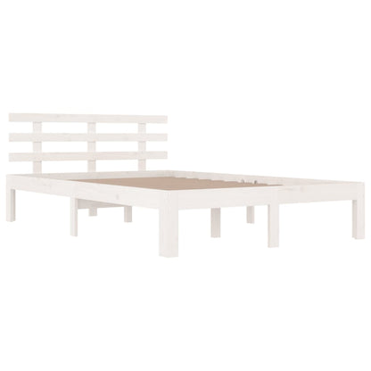 Estrutura de cama casal 135x190 cm madeira maciça branco