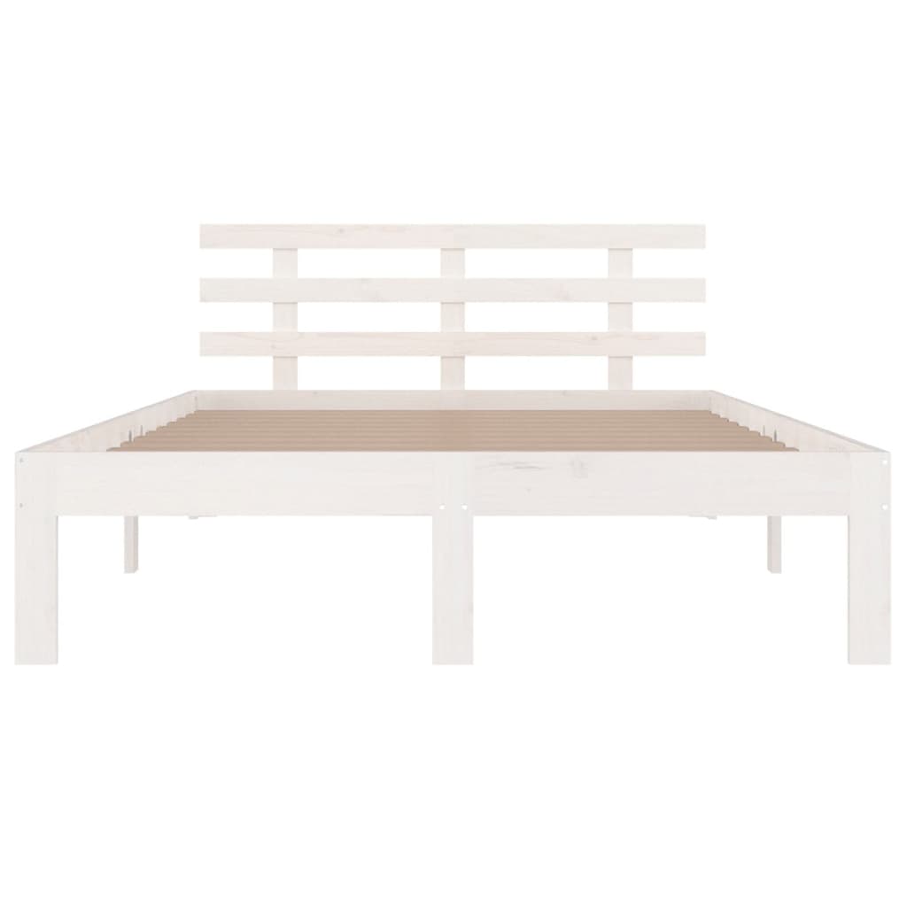 Estrutura de cama casal 135x190 cm madeira maciça branco