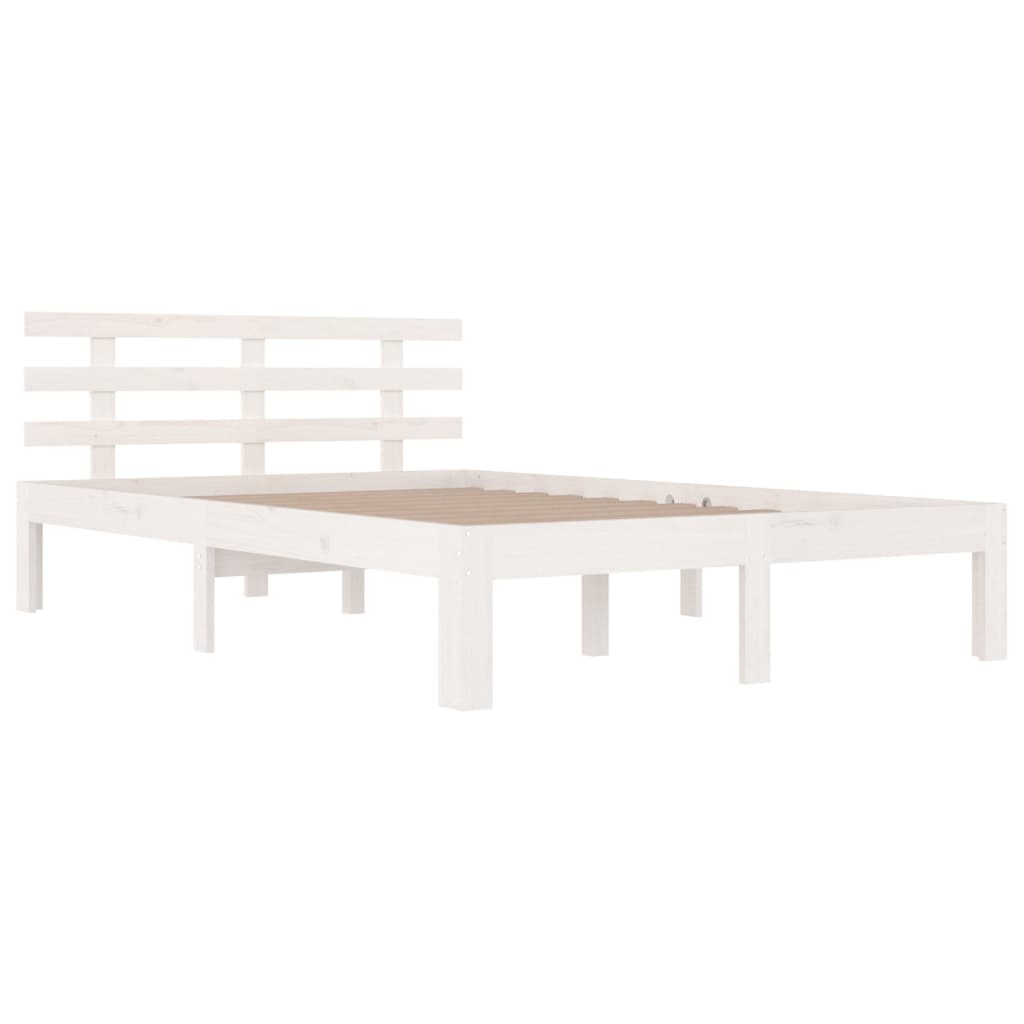 Estrutura de cama 140x190 cm madeira maciça branco