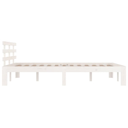 Estrutura de cama 140x190 cm madeira maciça branco