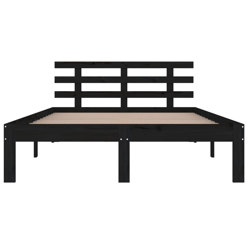 Estrutura de cama king 150x200 cm madeira maciça preto