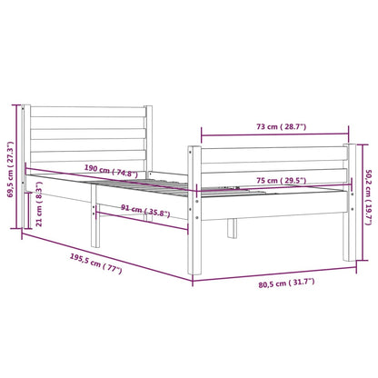 Estrutura de cama pequena solteiro 75x190 cm madeira maciça