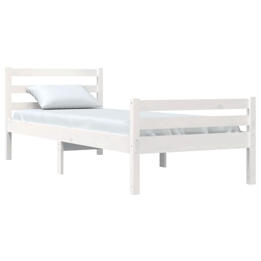 Estrutura de cama solteiro 90x190 cm madeira maciça branco