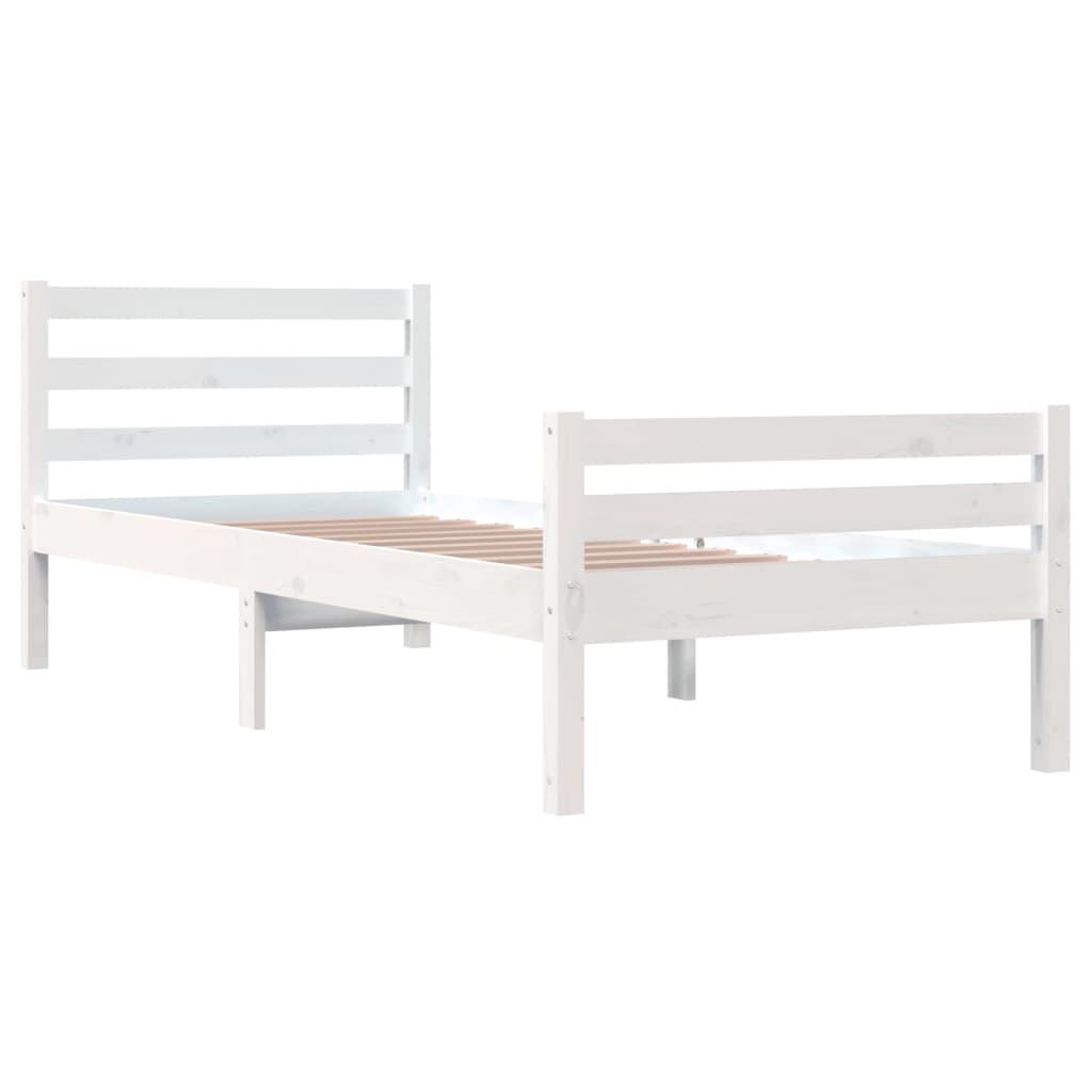 Estrutura de cama solteiro 90x190 cm madeira maciça branco