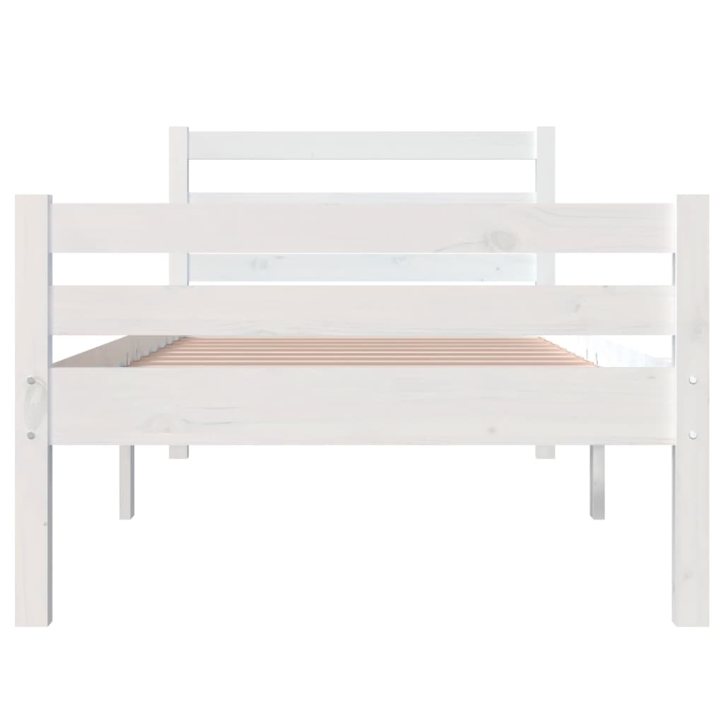 Estrutura de cama solteiro 90x190 cm madeira maciça branco