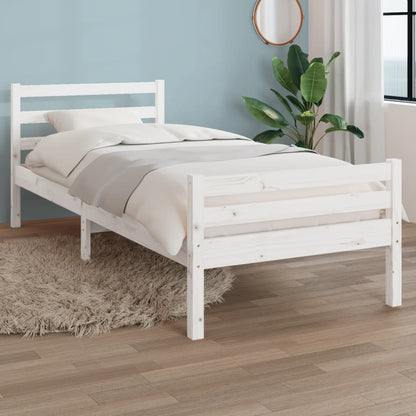 Estrutura de cama solteiro 90x190 cm madeira maciça branco