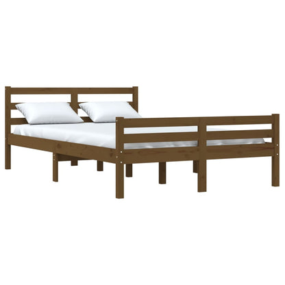 Estrutura cama pequena de casal 120x190 cm madeira castanho-mel