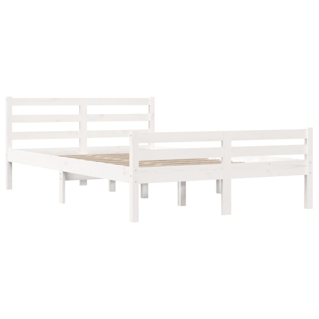 Estrutura de cama casal 135x190 cm madeira maciça branco