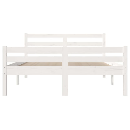 Estrutura de cama casal 135x190 cm madeira maciça branco