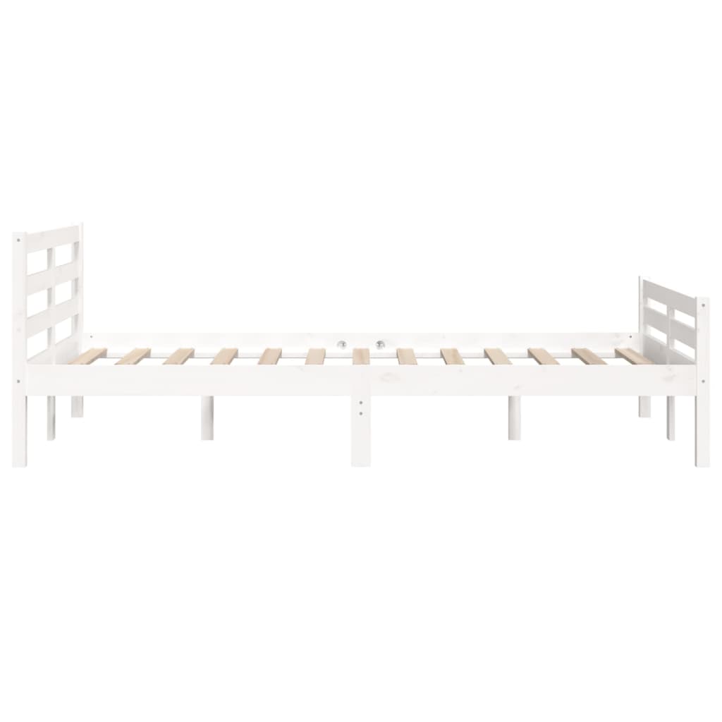 Estrutura de cama casal 135x190 cm madeira maciça branco