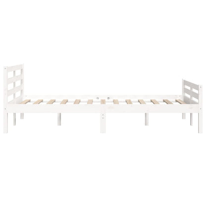 Estrutura de cama casal 135x190 cm madeira maciça branco