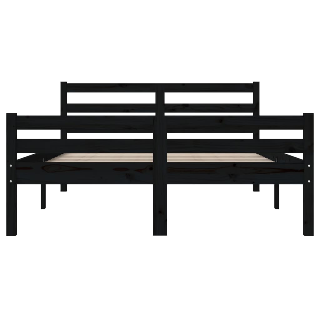 Estrutura de cama casal 135x190 cm madeira maciça preto