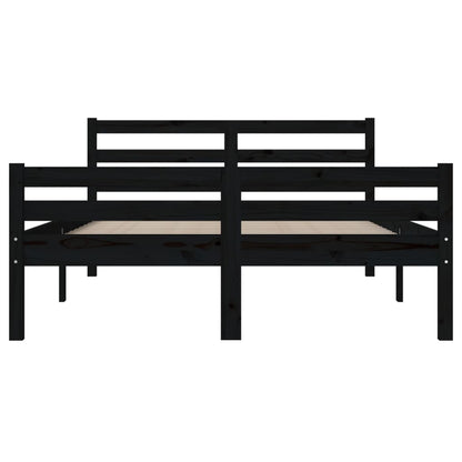 Estrutura de cama casal 135x190 cm madeira maciça preto