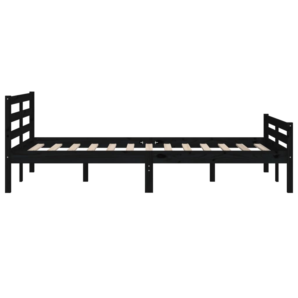 Estrutura de cama casal 135x190 cm madeira maciça preto