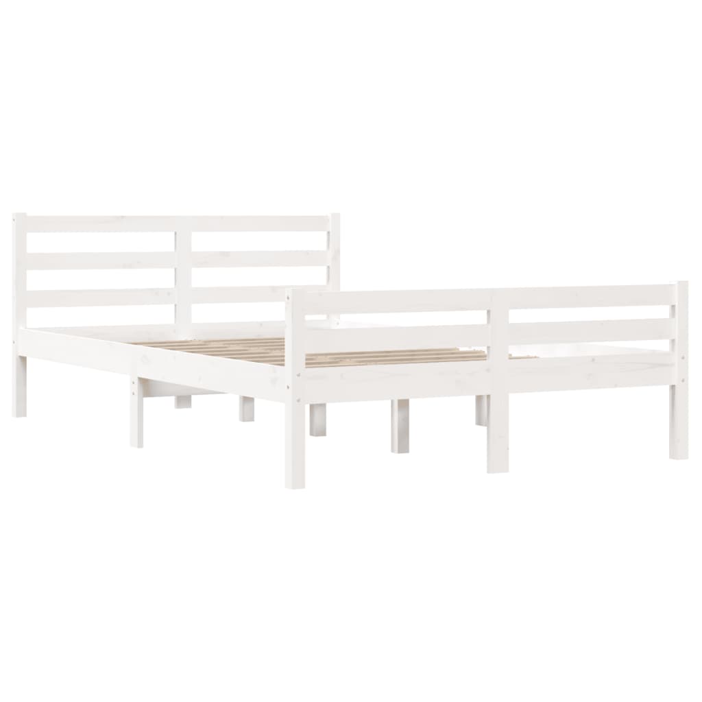 Estrutura de cama 140x190 cm madeira maciça branco