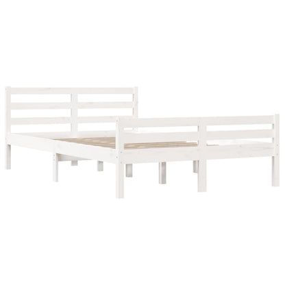 Estrutura de cama 140x190 cm madeira maciça branco