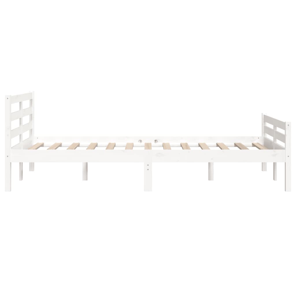 Estrutura de cama 140x190 cm madeira maciça branco