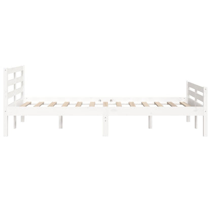 Estrutura de cama 140x190 cm madeira maciça branco