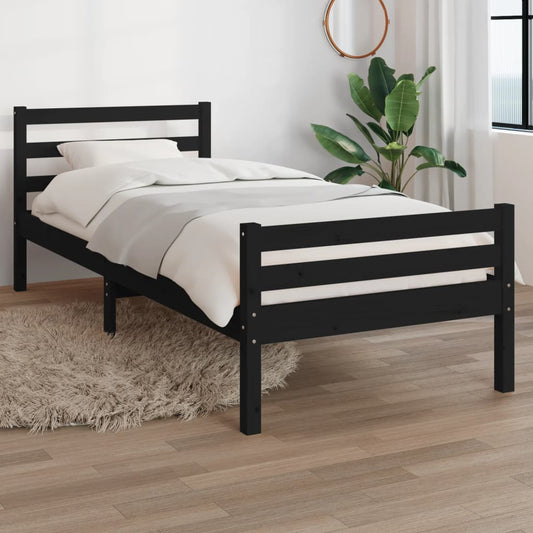 Estrutura de cama 90x200 cm madeira maciça preto