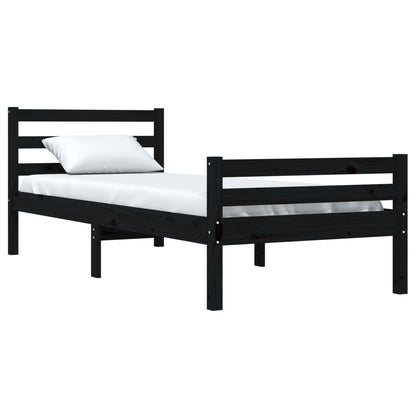 Estrutura de cama 100x200 cm madeira maciça preto